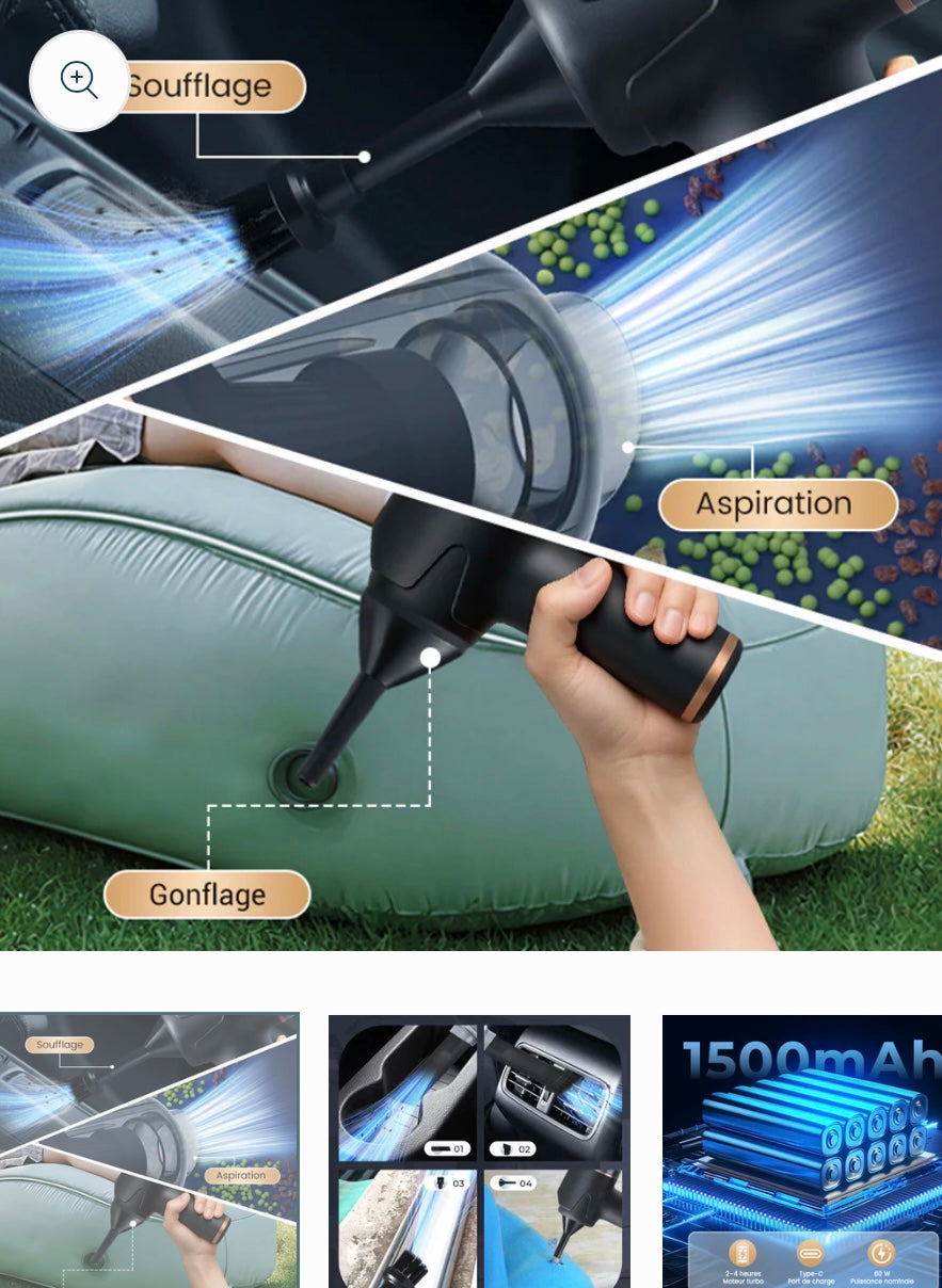 🏆Aspirateur soufflant, aspirant et gonflant tout-en-un sans fil pour la maison et la voiture🔥